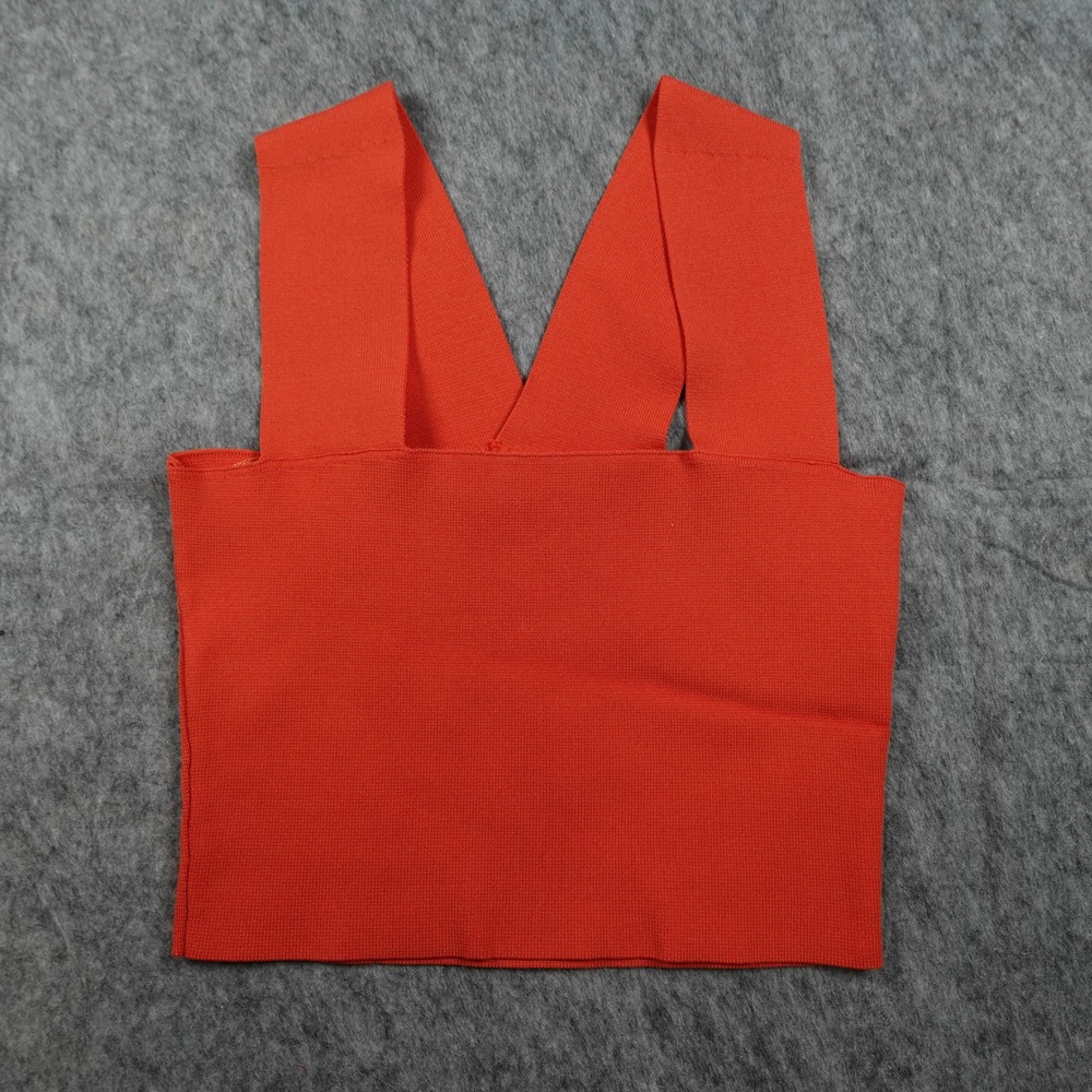 Seek The Label Top Womens Small Orange Bandage Ribbed Cropped Stretch Sleeveless